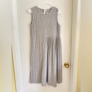 AUM wool and cotton blend light grey pleated dress